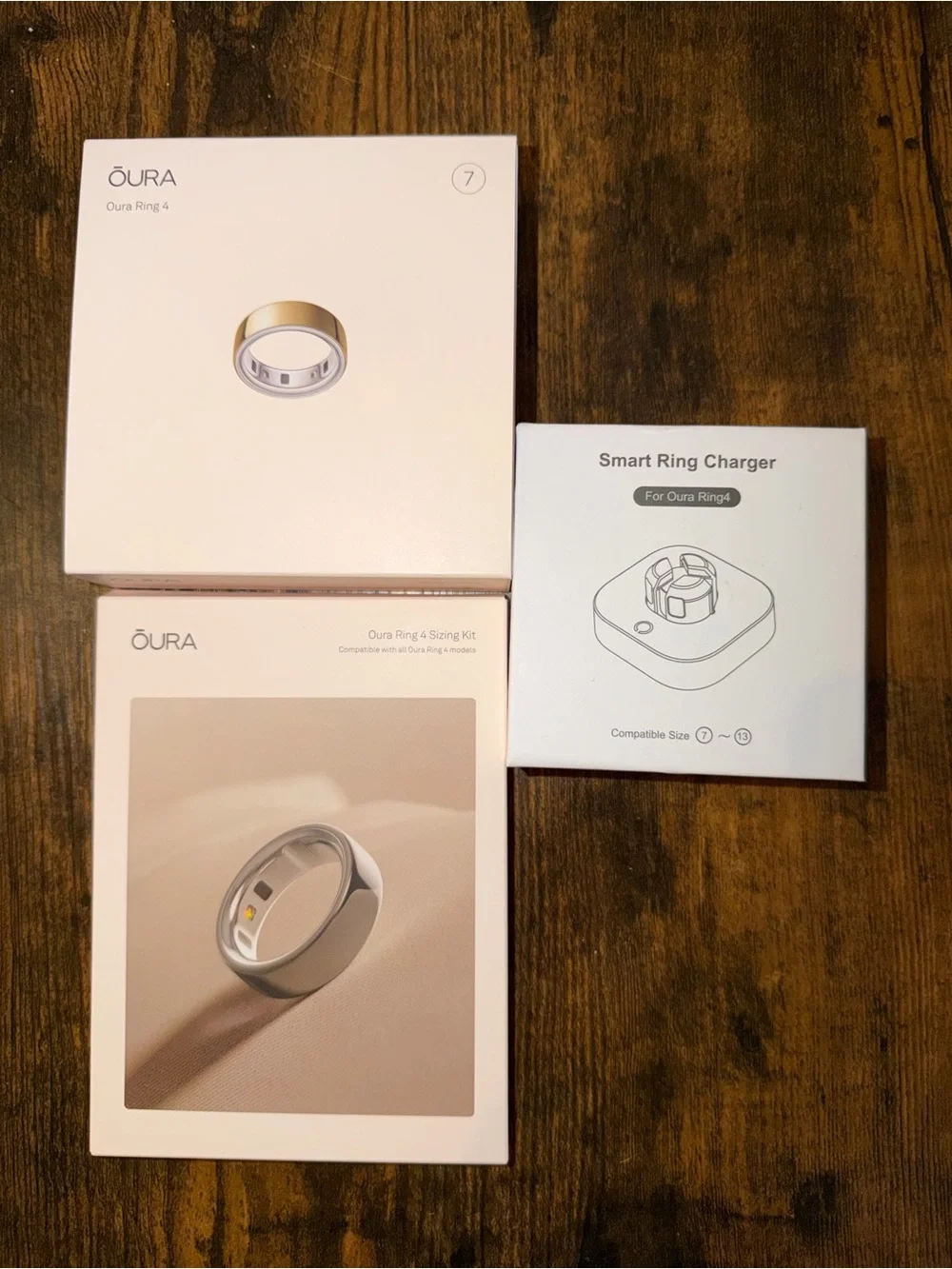 NEW Oura Ring 4 Gold Size 7 + Official Charger + Sizing Kit + Original Box